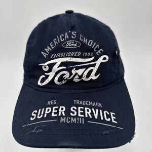 FORD America's Choice Stamped White on Navy Blue Hat Cap Hook Loop Cap  3252